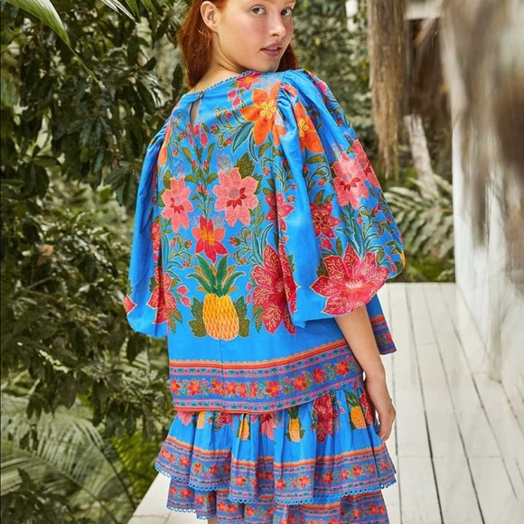 FARM Rio Blue Tropical Tapestry skirt - Picture 6 of 10